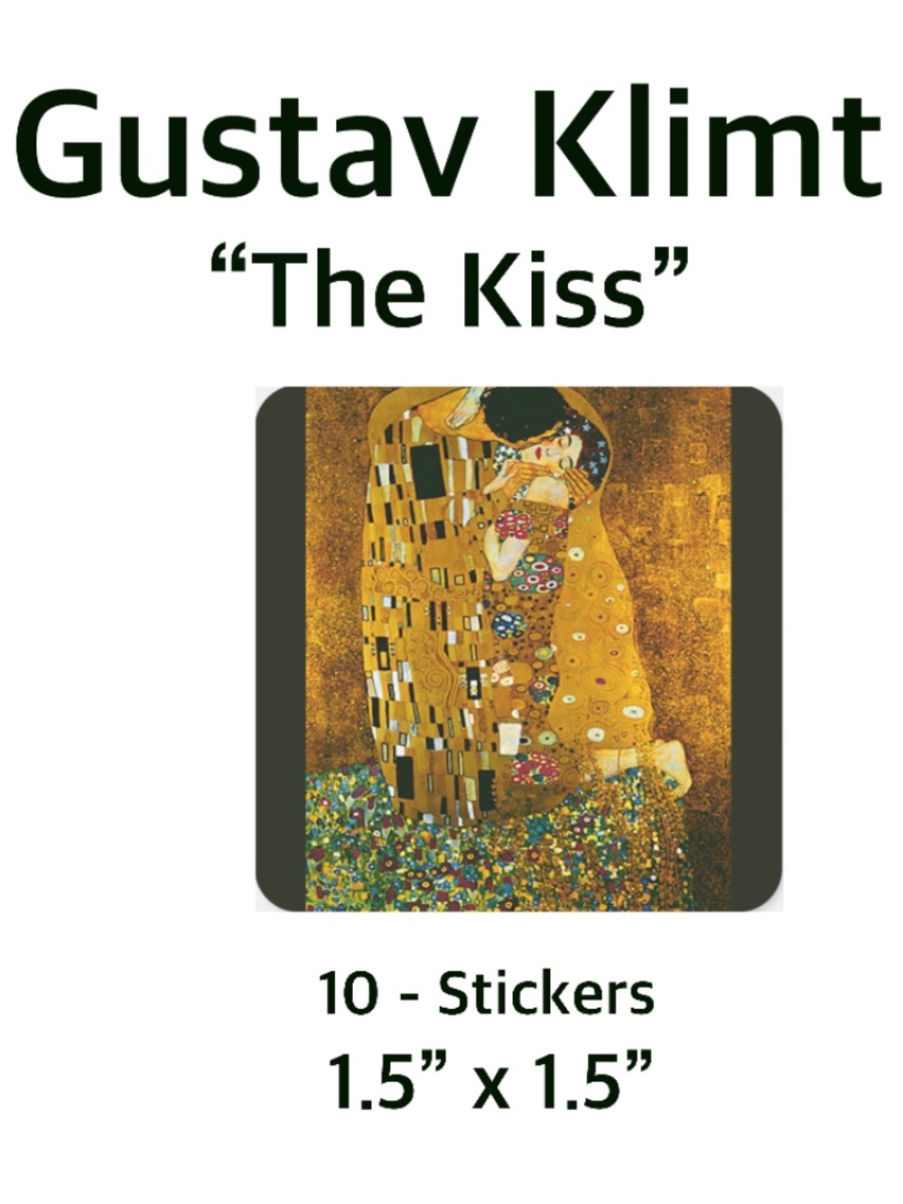 Gustav Klimt - The Kiss- 10 Small Vinyl Stickers